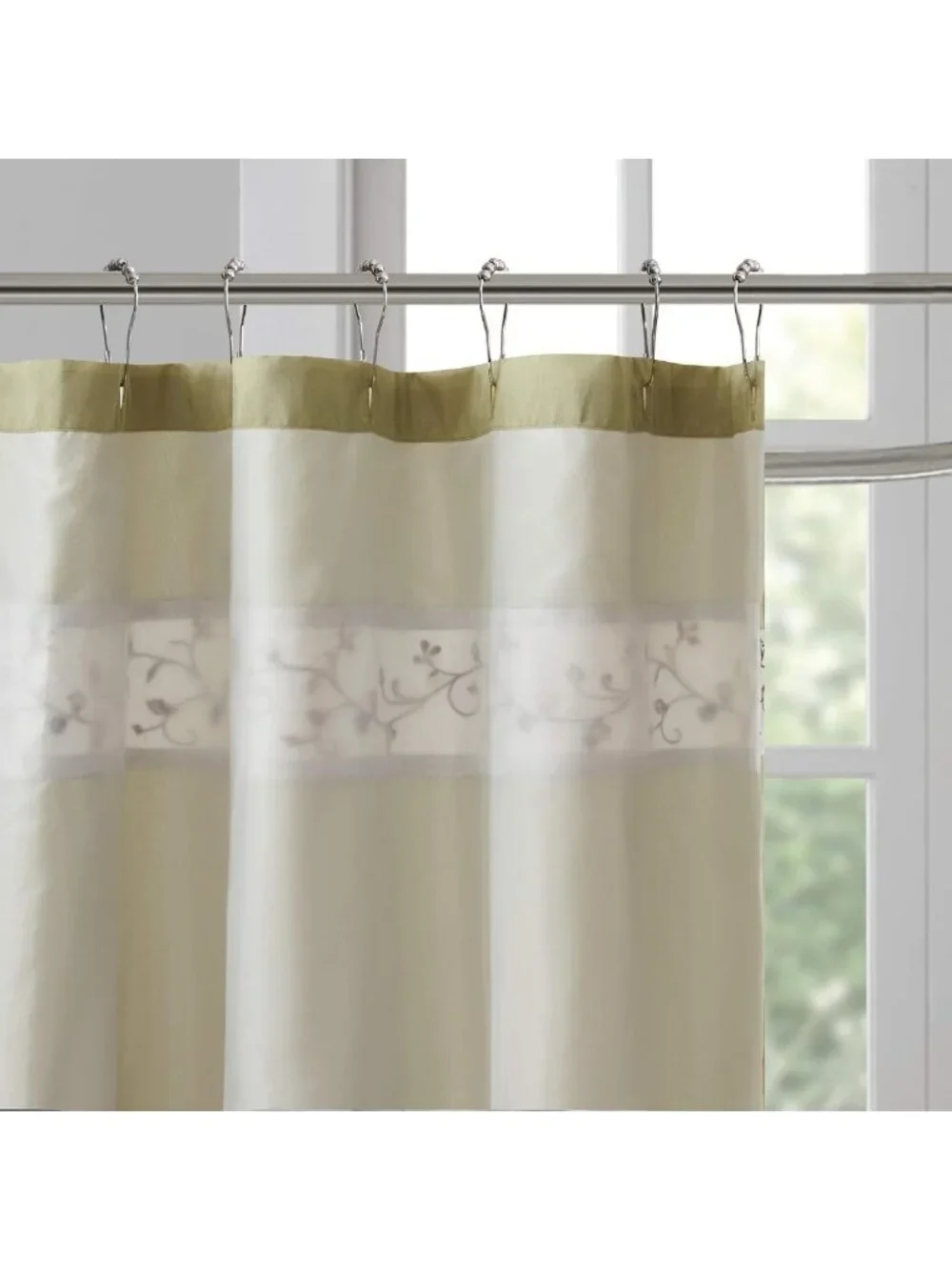 Serene Green Shower Curtain for Bathroom, 72x72, Water-Resistant & Stylish Decor